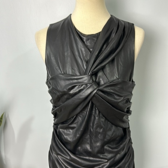 Express Body Contour Faux Leather Twist Front Midi Dress W/Built-In Shapewear Lg - Picture 5 of 13